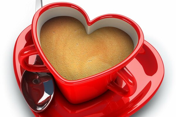 Caffè in una tazza a forma di cuore