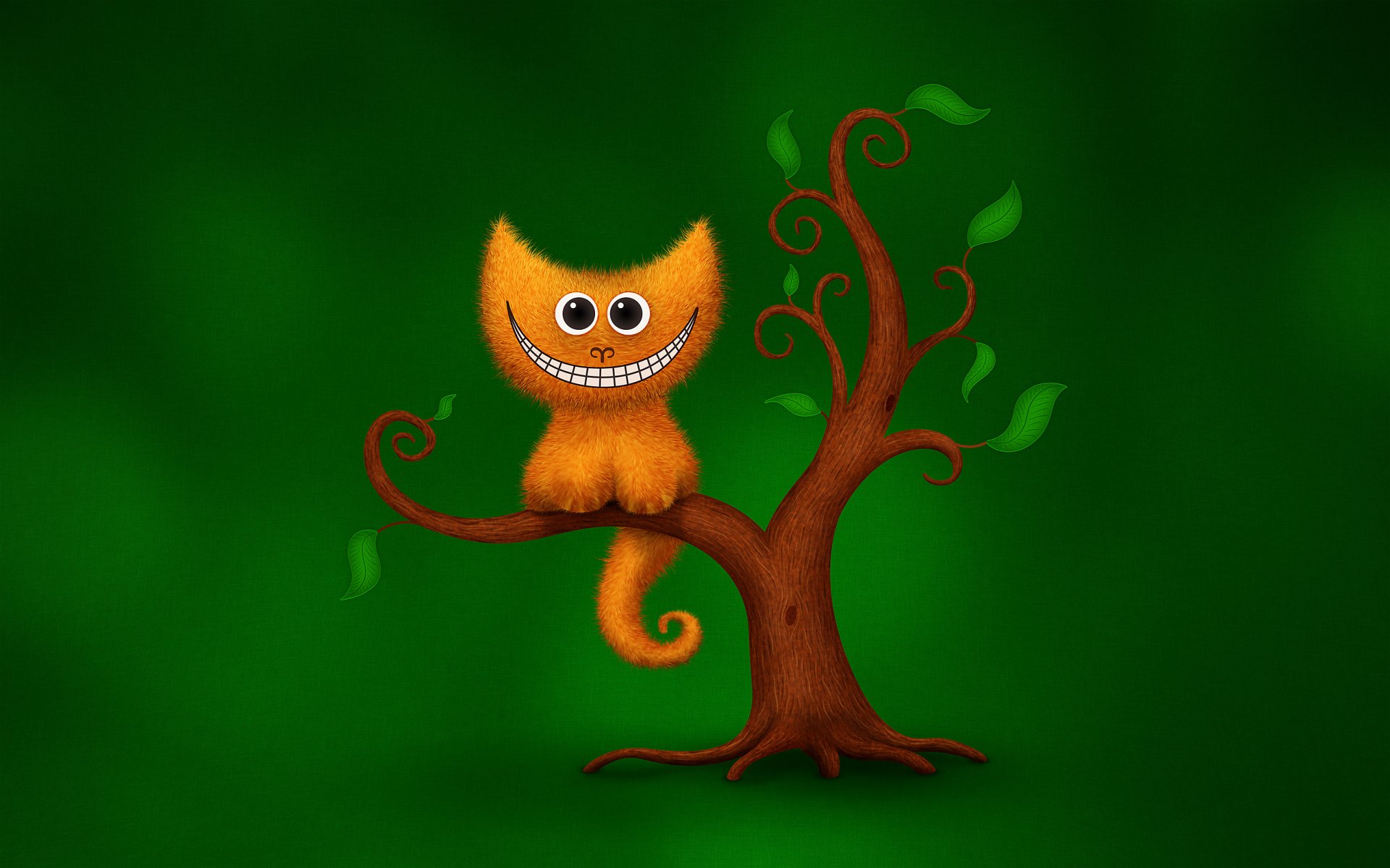 chat sourire humour chat de cheshire arbre vert