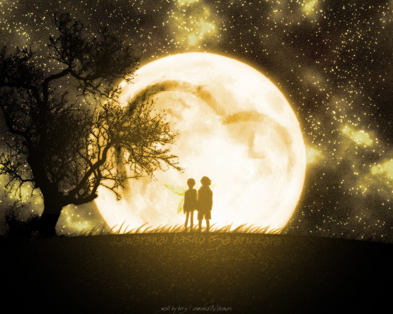 couple lune arbre