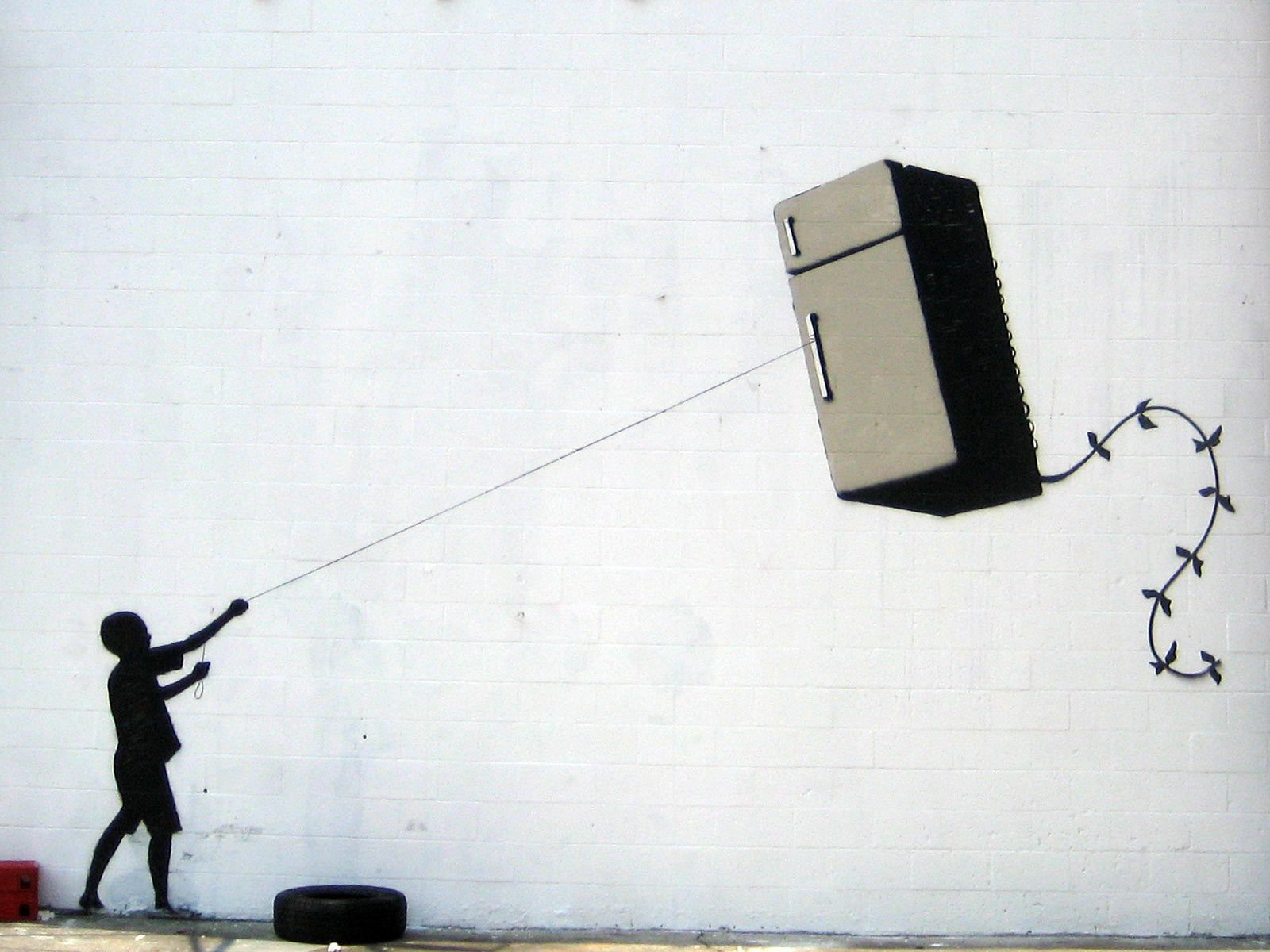 refrigerador cometa graffiti banksy