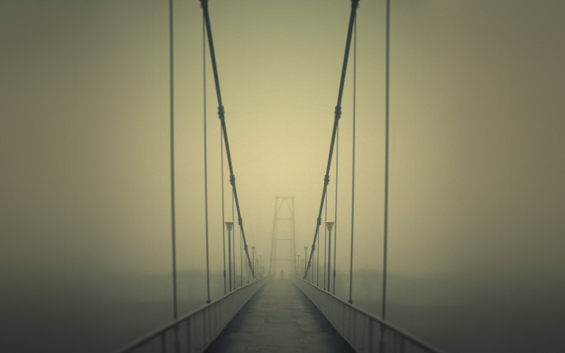 ponte strada nebbia