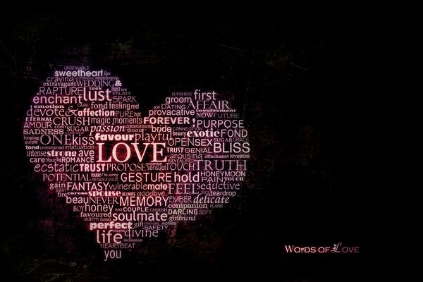 The word love with a heart