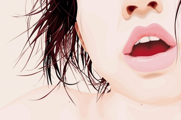 Art. Beautiful mouth, plump lips