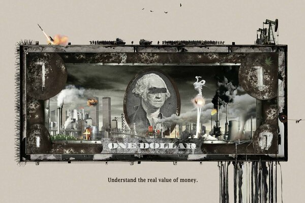 A dollar bill. Surreal politics