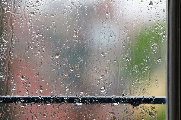 Raindrops on the window pane