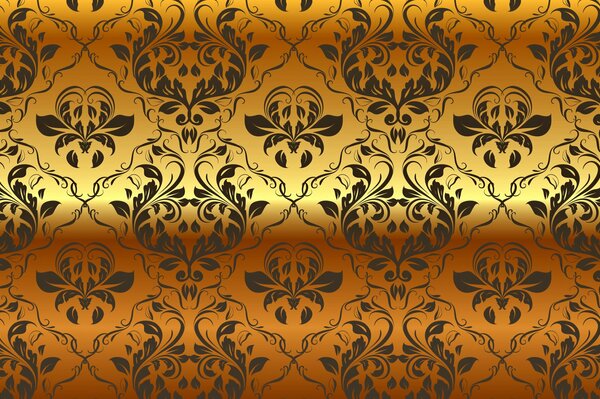 Black pattern on gold background