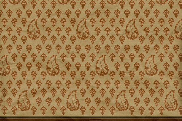 Brown ornament on paper wallpaper