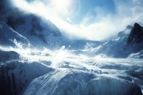 Winterliche Pisten. Die Landschaft ist verschneit