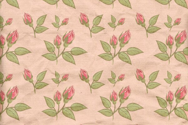 A model of floral wallpaper. Made of textured paper. The background is like an old floral ornament