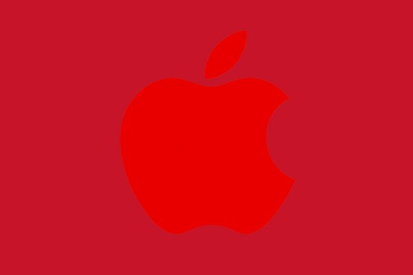 Apple emblem on a red background