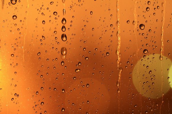 Les lanternes se frayent un chemin à travers le Verre mouillé par la pluie