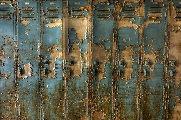 Old cabinets with peeling paint