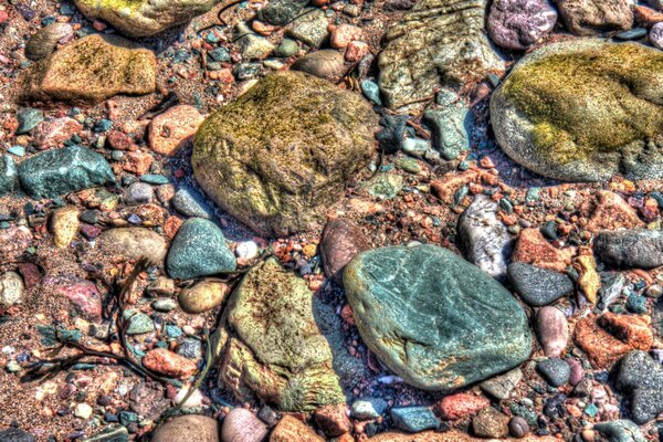 Beautiful stones on the seashore