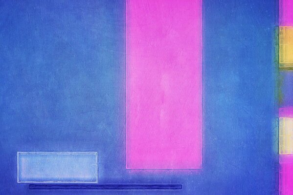 Pink, white and yellow rectangles on a blue background