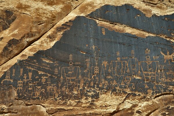 Ancient hieroglyphs on a rock