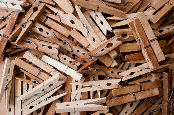 Wash wooden clothespins in macro