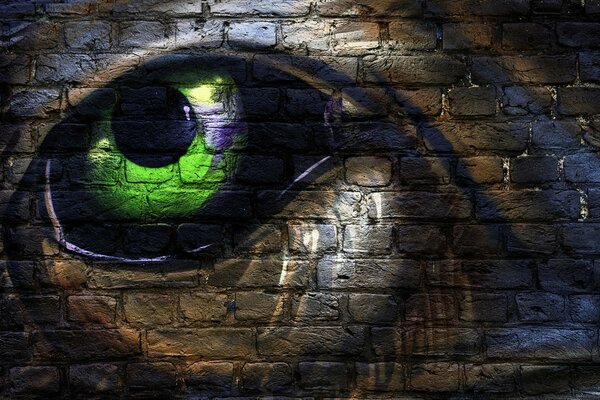 Dessin des yeux sur le mur