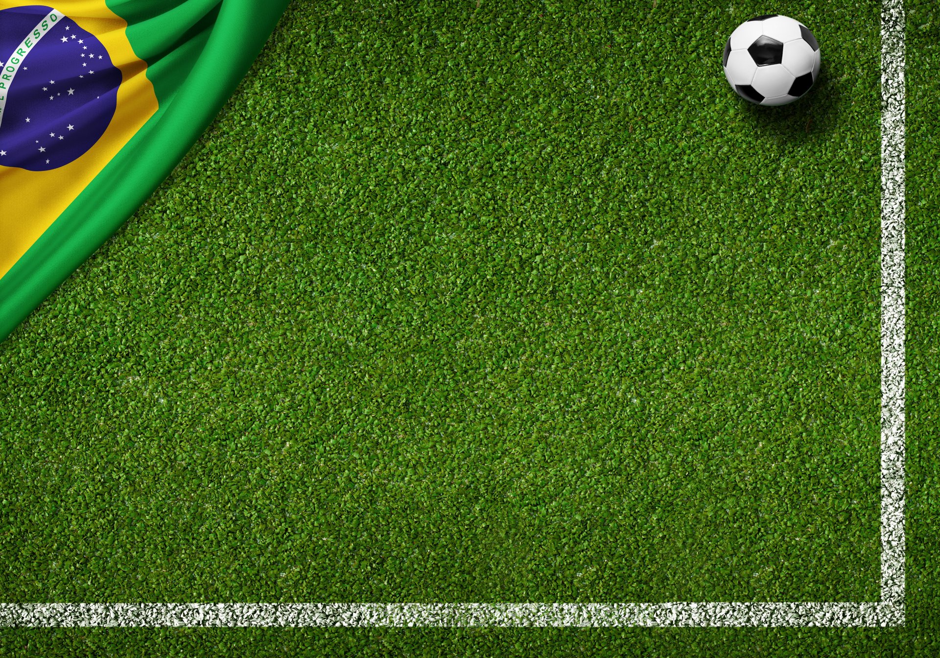 brasil fifa world cup 2014 football flag green grass turf football field ball brazilian flag