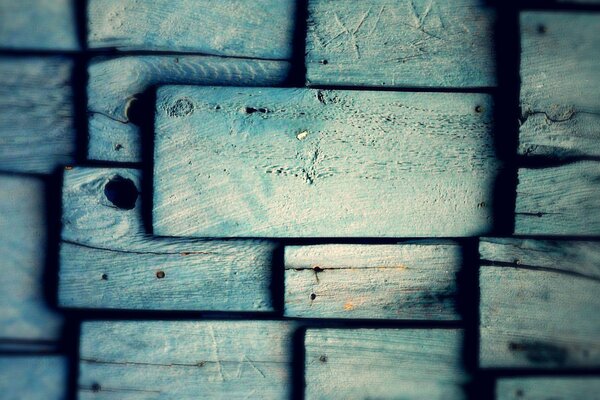 Pieces of wood in blue