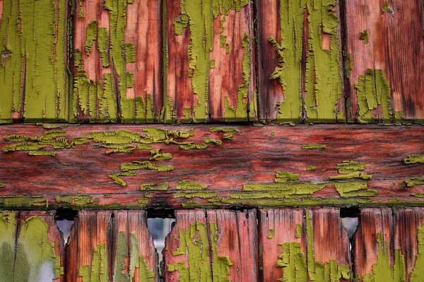 Old fence, crackling green paint