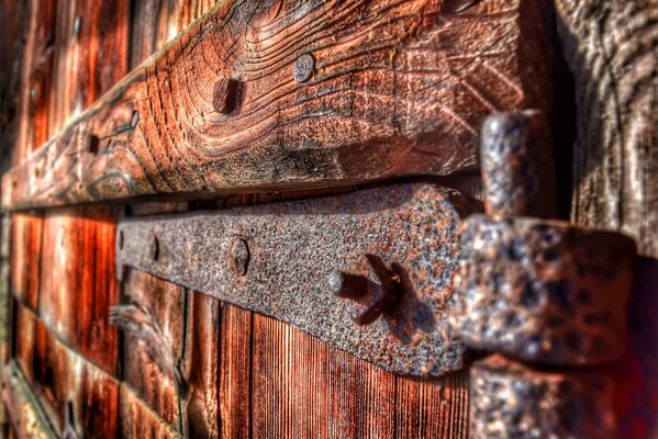 Metal rusty door hinge