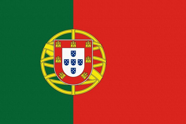 Bandera verde y roja de Portugal con escudo de armas