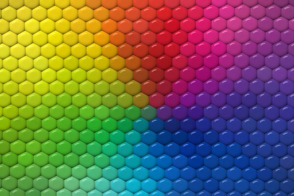 Image of rainbow three-dimensional hexagons