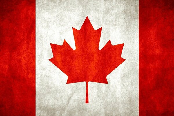 Drapeau rouge et jaune du Canada avec l image d une feuille d érable