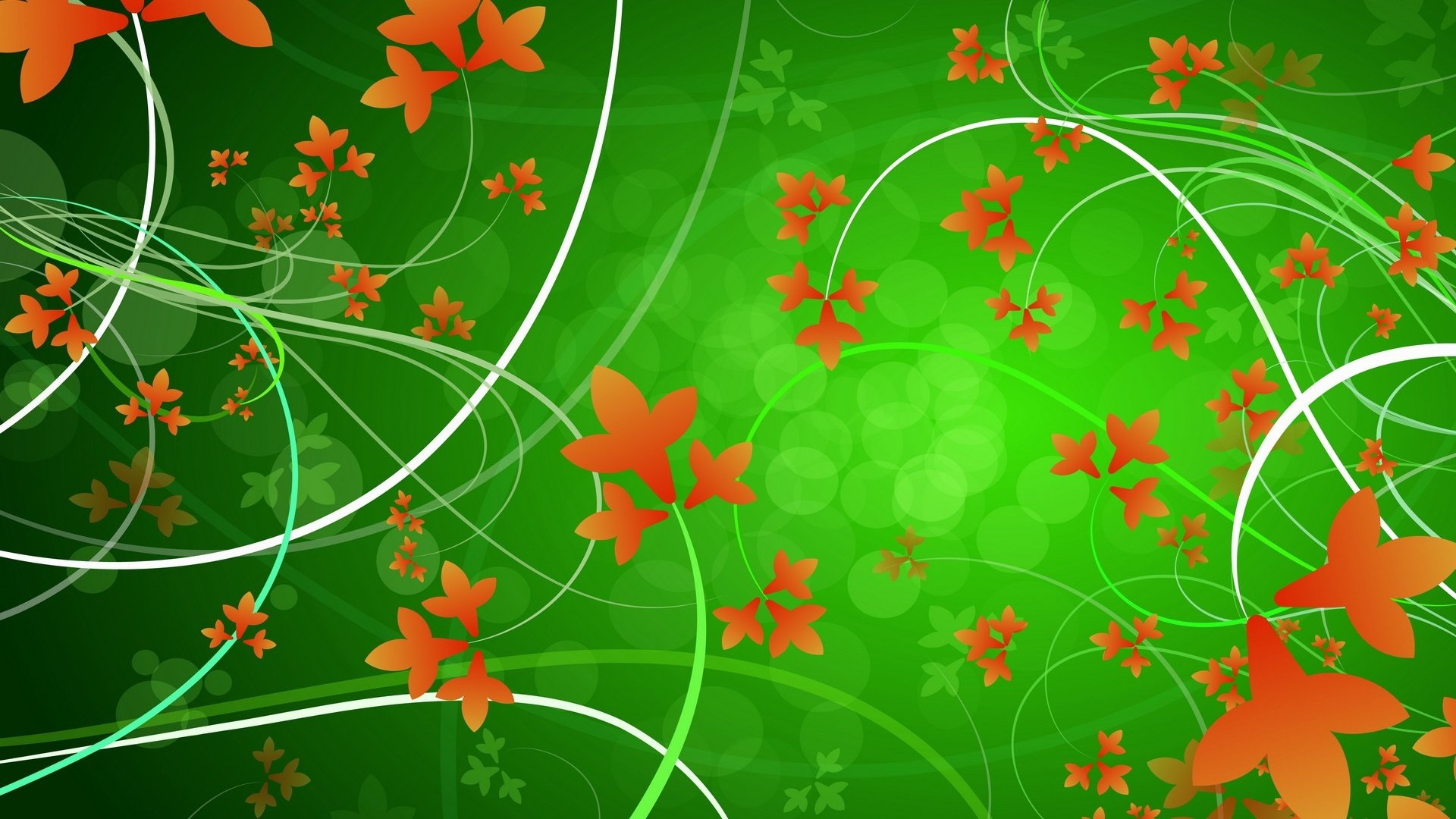 vert orange feuilles motifs lignes courbes vecteur cercles