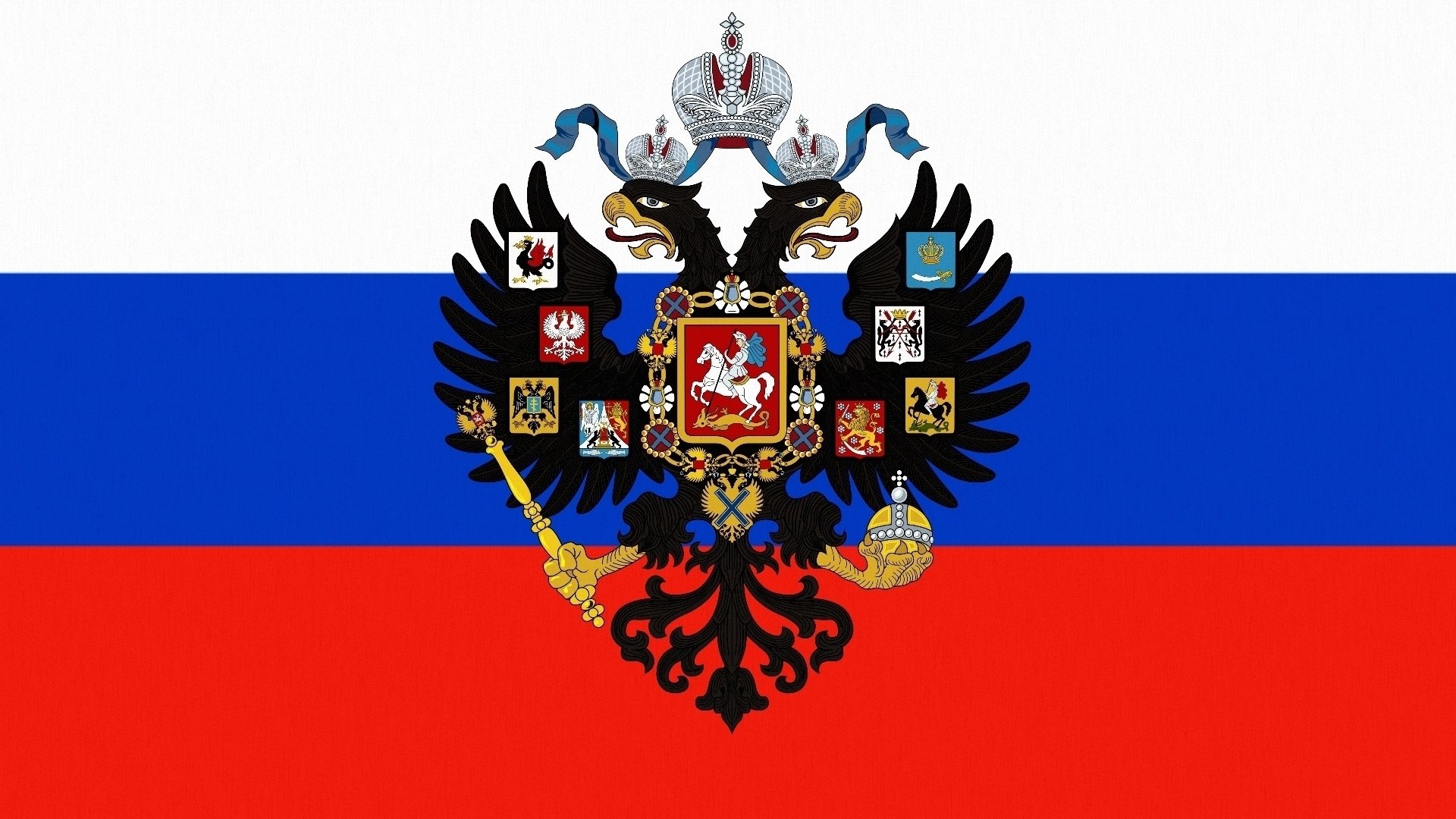 flag coat of arms russia eagle crown power scepter