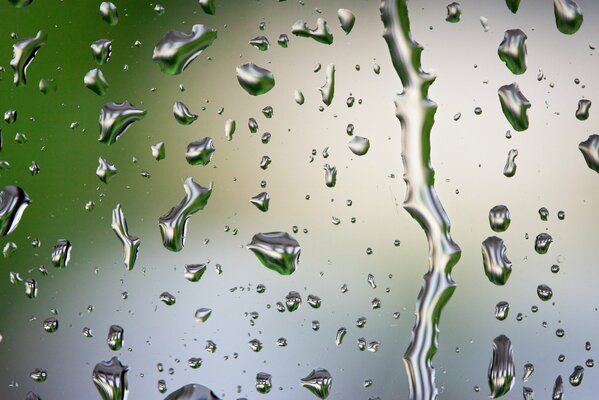 Glass drops rain water