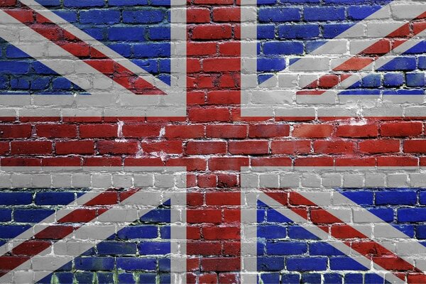 British flag on a brick wall