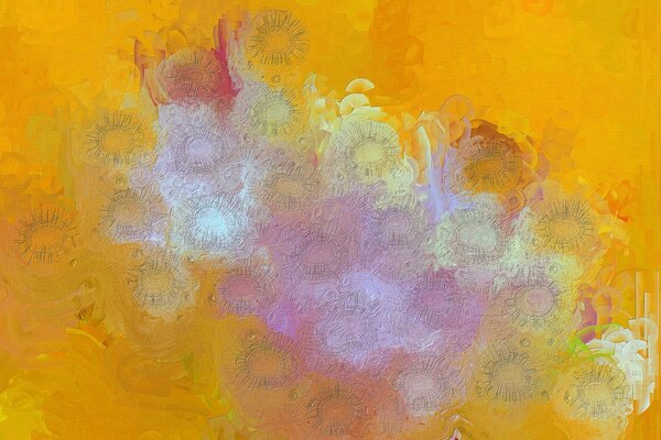 Orange background with abstract brushstrokes