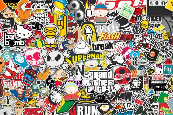 Stickers, stickers, cartoons, cartoon characters