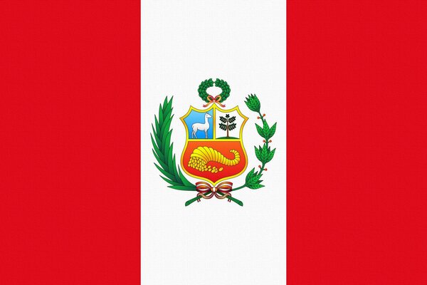 La bandera del Perú es de color blanco y rojo con el escudo de armas