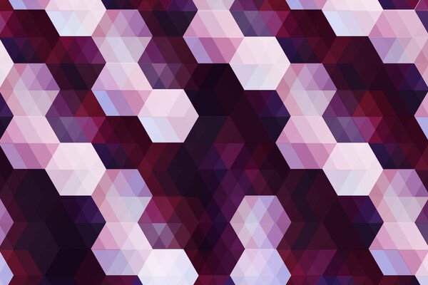 Background of burgundy pink hexagons and rhombuses