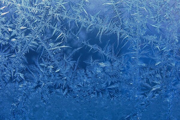 Beautiful blue glass with frost