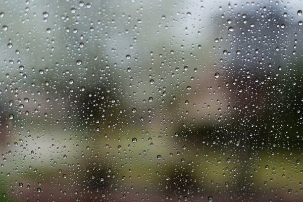 Small raindrops on the glass