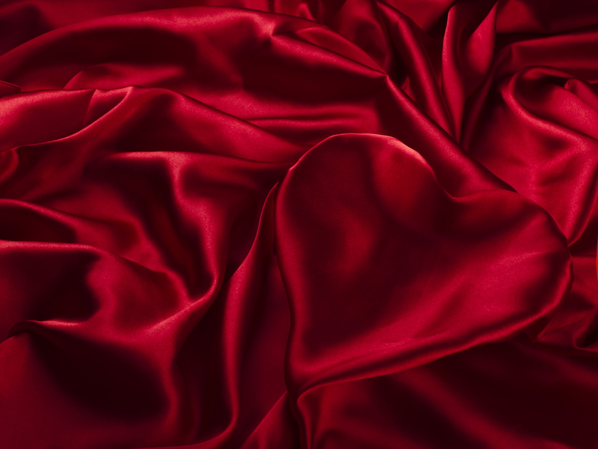 textures silk satin cloth red heart fold