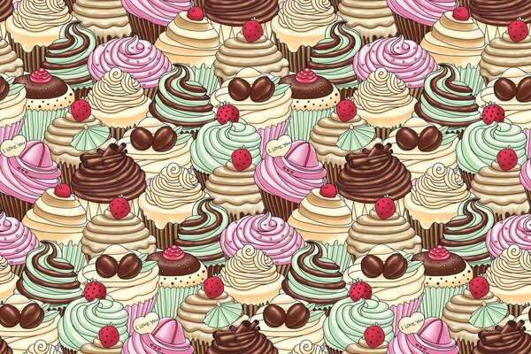 Large-format background of delicious ice cream and cake