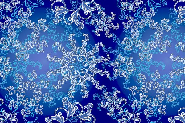 Beautiful snowflakes on a blue background