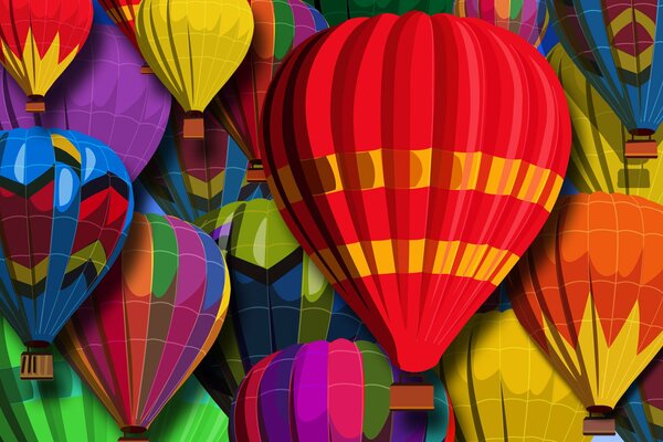 Abstraction, colorful balloons are flying