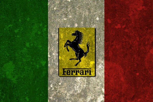 Bandera de Italia con el emblema de Ferrari