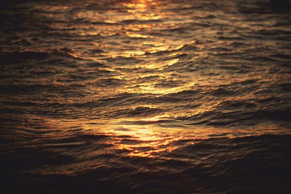 Sea waves sunset dark sea