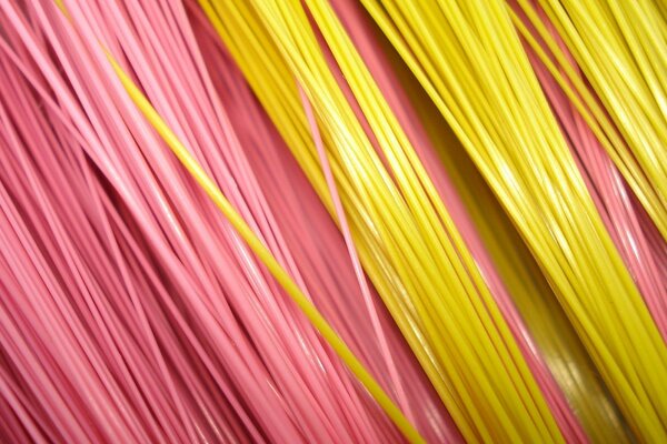 Pink, yellow threads are used in the texture as the main