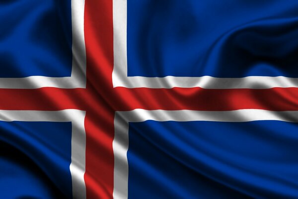 In the picture, the flag of Iceland is developing