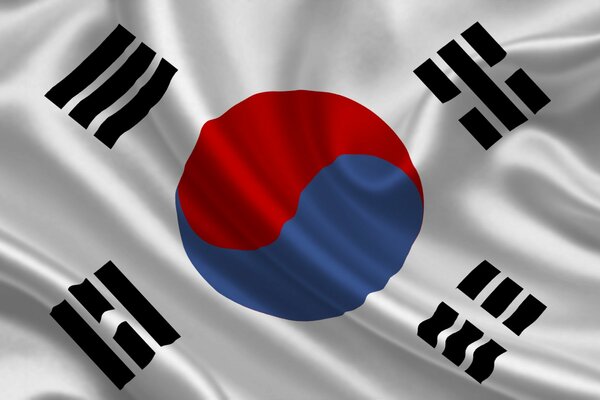 Bandera de seda de Corea del sur primer plano