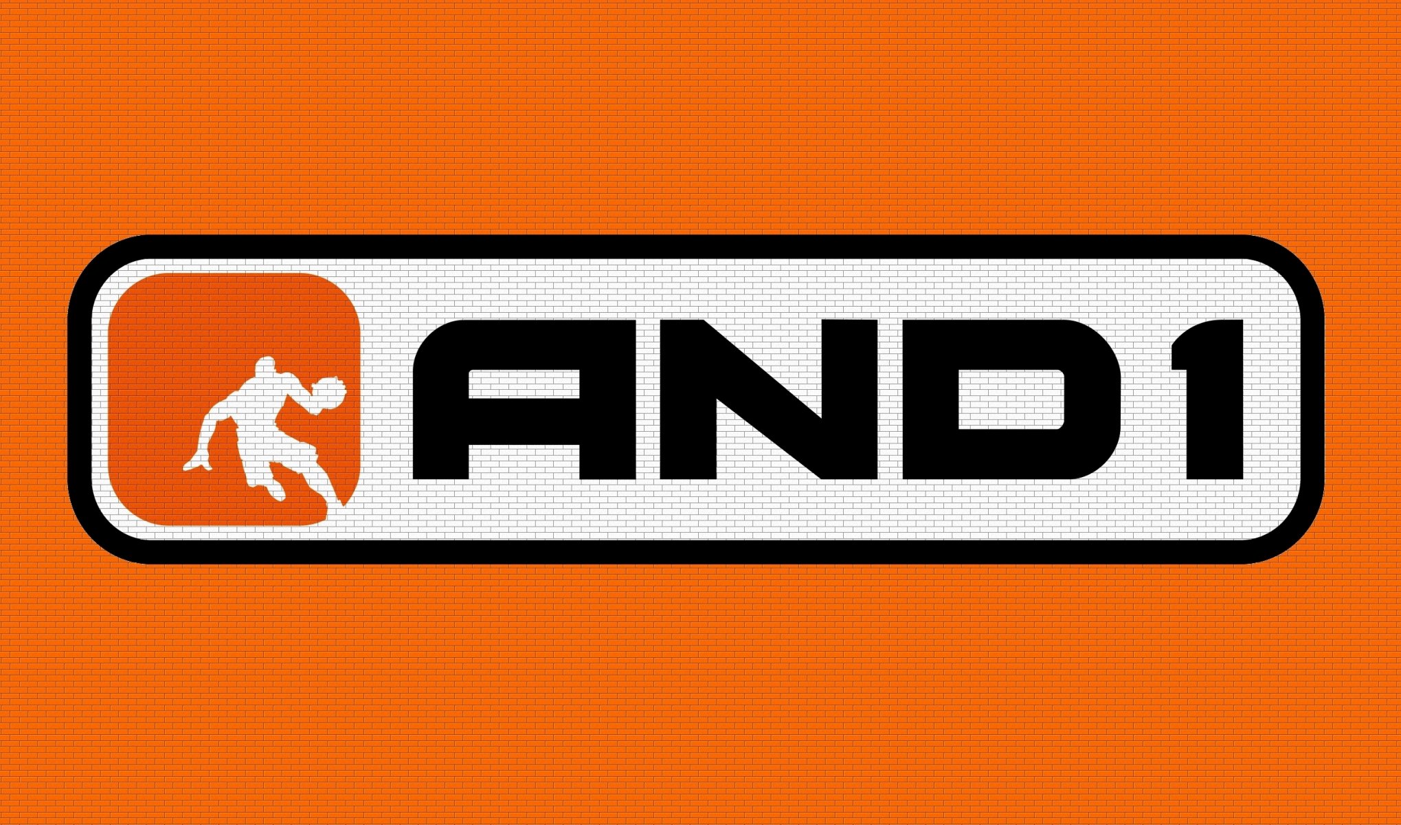 and1 logo azienda basket arancione texture sfondo muro mattone