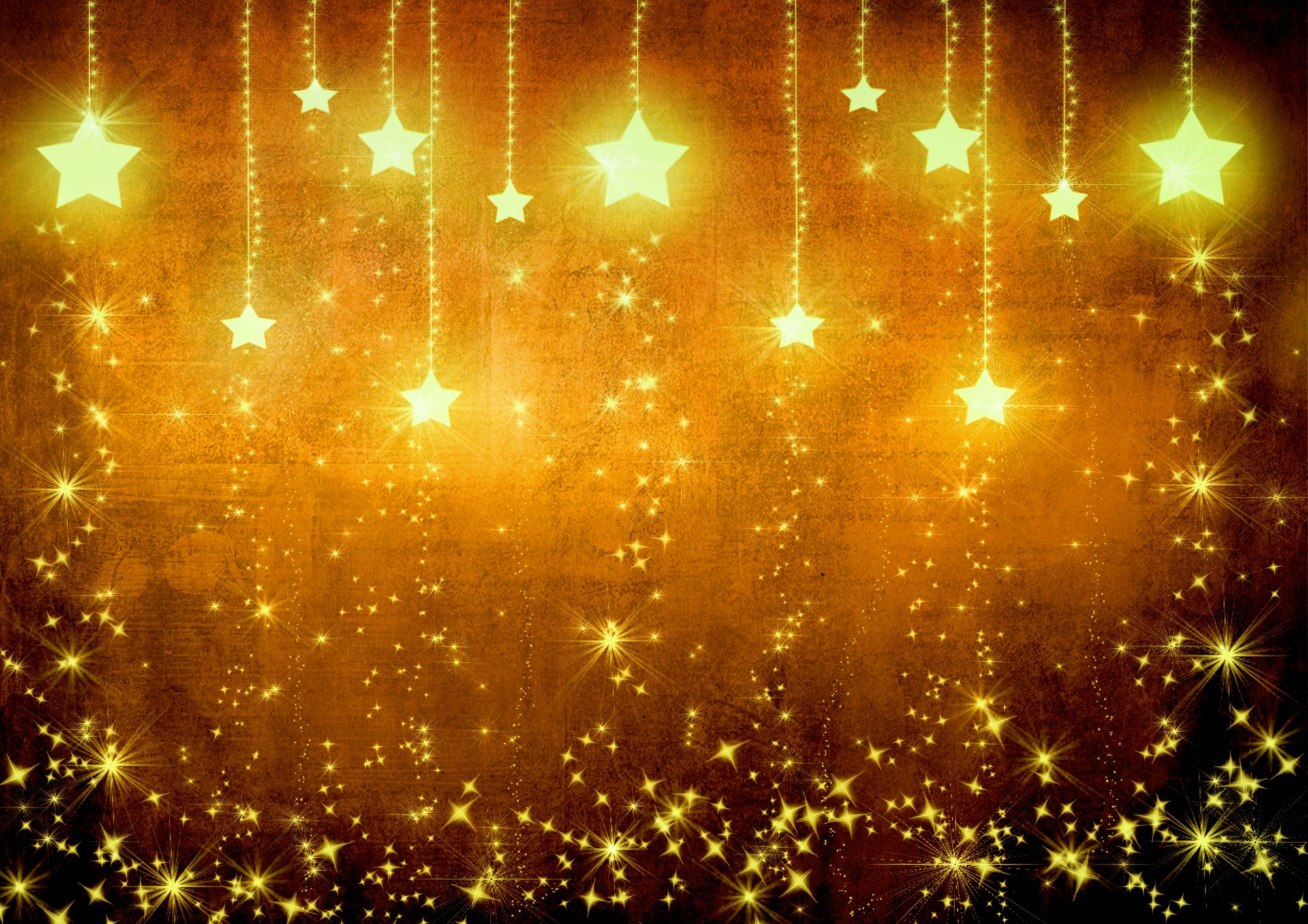 étoiles or vacances fond brun jaune lumière texture