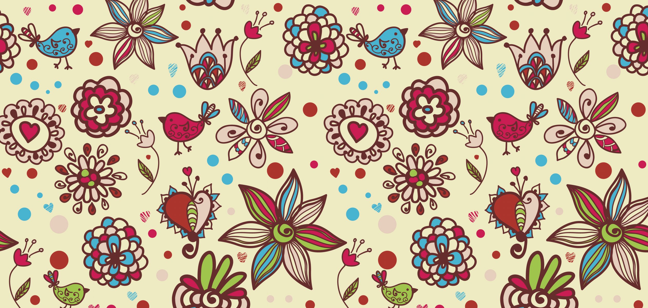 texture oiseaux coeurs boules